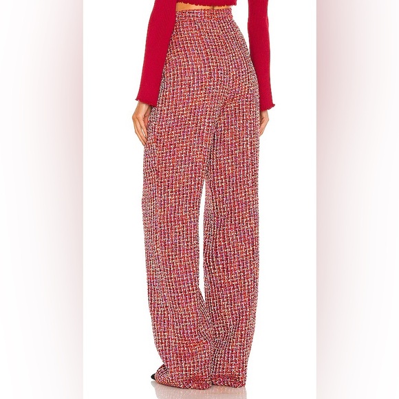 Lover + Friends Nadja Red Pink Tweed Wide Leg Pants - Picture 4 of 9